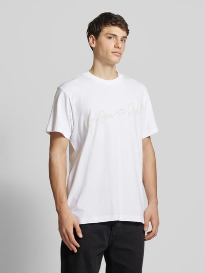 G-Star Raw Loose Fit T-Shirt mit Label-Print Modell 'Flock' Weiss 4