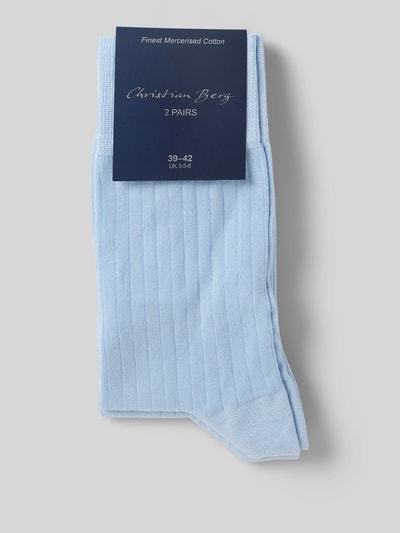 Christian Berg Men Socken mit Label-Print im 2er-Pack Hellblau 3