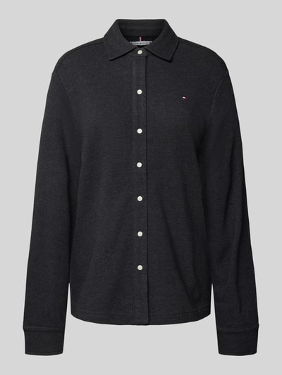 Tommy Hilfiger Regular fit blouse met lange mouwen van puur katoen Antraciet - 2