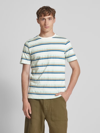 Blend T-Shirt mit geripptem Rundhalsausschnitt Modell 'JAMAS' Hellblau 4