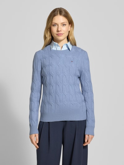 Tommy Hilfiger Regular Fit Strickpullover aus reiner Wolle Hellblau 4