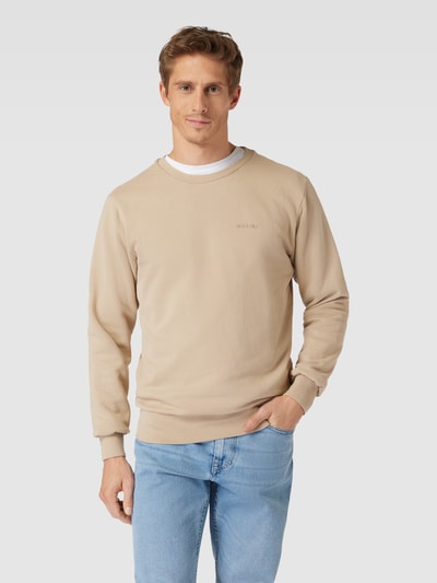 Mazine Sweatshirt met labelstitching, model 'Burwoord' Beige - 4