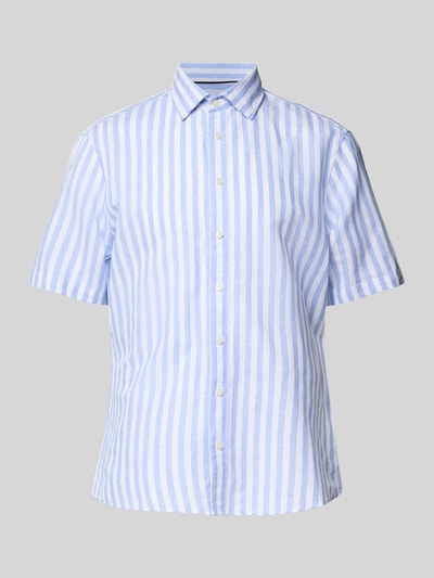 Jake*s Koszula lniana o kroju casual fit z rękawem o dł. 1/2 Błękitny 2