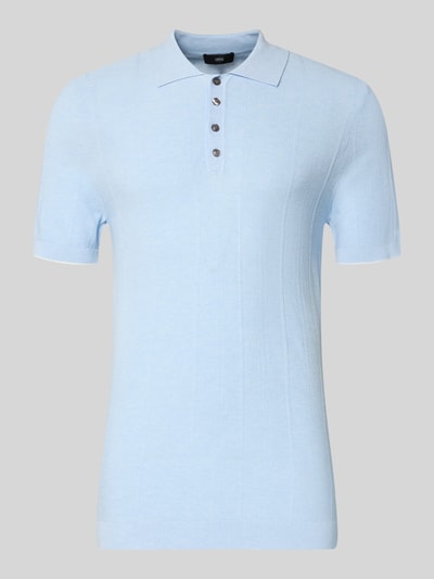 Produktfoto, lichtblauw slim fit poloshirt met viscose van CINQUE, model 'Gio', polokraag, ruglengte maat M 71 cm, heren