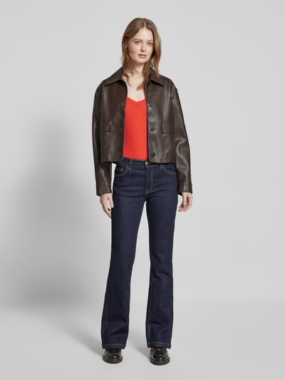 Marc O'Polo Slim fit T-shirt van puur katoen met V-hals Oranje - 1