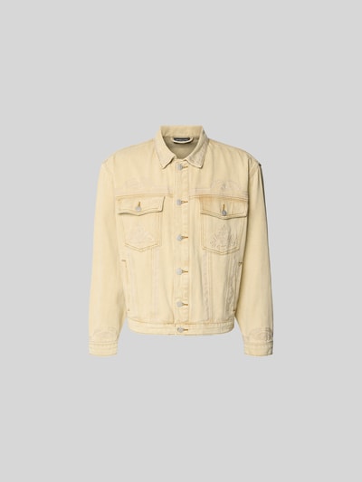 Produktfoto, Jeansjacke mit Brusttaschen von Don’t Waste Culture, Reine Baumwolle, Regular-Fit, beige, Kentkragen, durchgehende Knopfleiste
