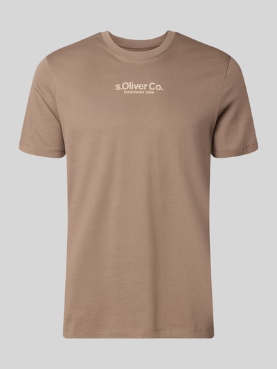 Produktfoto, Regular Fit T-shirt uit puur katoen van s.Oliver RED LABEL in effen kleuren met labelprint, ronde hals, korte mouw, gladde textuur