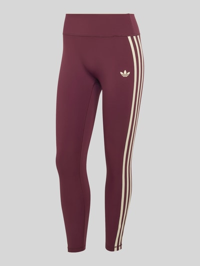 Produktfoto, Slim Fit Sport-Leggings mit CLIMACOOL Technologie von adidas in Dunkelrot mit cremefarbenen Streifen, adidas Training.