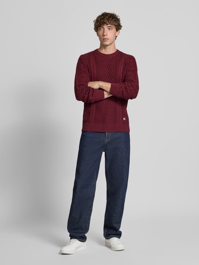 Tommy Jeans Slim fit gebreide pullover van katoenmix Bordeaux - 1