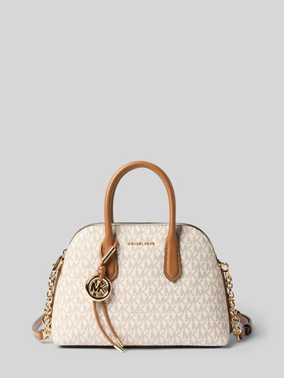 Produktfoto, Handtasche mit Allover-Logo-Print Modell 'Freddie' von MICHAEL Michael Kors, beige-braun, goudkleurige kettinglook schouderband, Logo-applicatie, hoofvak met ritssluiting, breedte 26 cm, lengte 21 cm, diepte 10 cm, schouderbandlengte 120 cm