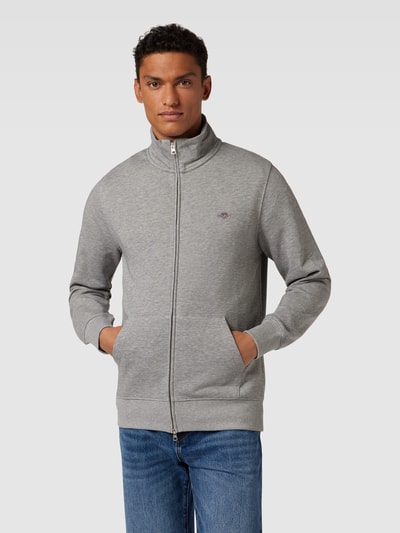 Gant Sweatjacke mit Label-Stitching Modell 'REG SGIELD' Mittelgrau Melange 4