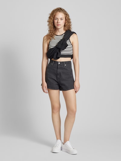 Only Korte top met streepmotief, model 'MIMI' Zwart - 1