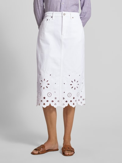 Lauren Ralph Lauren Jeansrock mit Lochstickerei Modell 'DANIELA' Offwhite 4