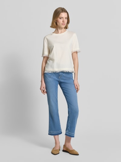 Marc Cain Straight Leg Jeans mit Fransensaum Bleu Melange 1