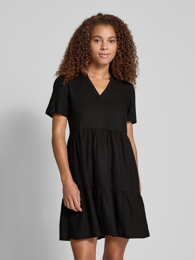 Only Comfort fit vrijetijdsjurk van mix van viscose en linnen, model 'TIRI-CARO' Zwart - 4