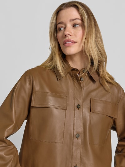 Weekend Max Mara Boxy Fit Lederjacke aus echtem Lammleder Modell 'PIOVRA' Dunkelbraun 3