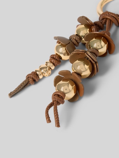 Productfoto, sleutelhanger in gebloemd design Model 'Novelty' van MICHAEL Michael Kors met logodetail en glanzend design in bruin en goud
