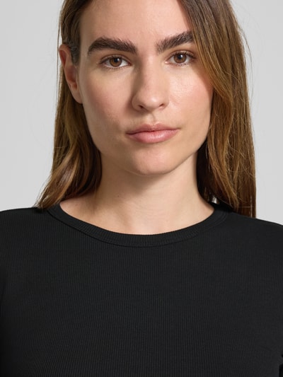 Vero Moda Slim fit shirt met lange mouwen van katoenmix, model 'CHLOE' Zwart - 3