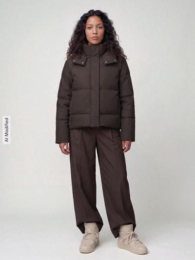 VERO MODA Steppjacke mit abnehmbarer Kapuze Schoko 1