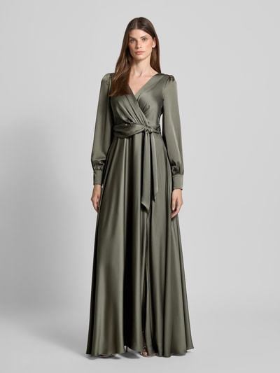 Jake*s Cocktail Avondjurk met V-hals Olijfgroen - 4