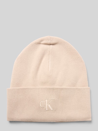 CK Calvin Klein Beanie aus Viskose-Mix mit Logo-Stitching Taupe 1