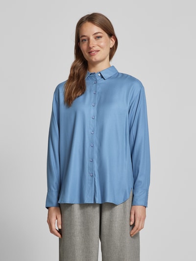 Christian Berg Woman Regular fit overhemdblouse van viscose met zijsplitten Rookblauw - 4