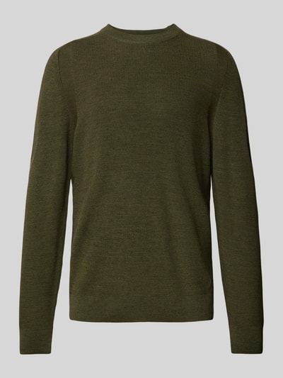 Brax Gebreide pullover met labeldetail, model 'ROY' Olijfgroen - 2