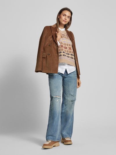 Weekend Max Mara Gebreid shirt met ribboorden, model 'VALVOLA' Lichtbruin - 1