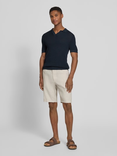 DRYKORN Slim Fit Strick-Poloshirt mit Strukturmuster Modell 'BRAIAN' Dunkelblau 1