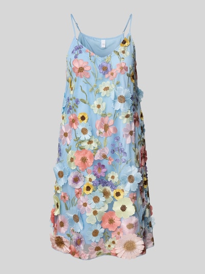 YAS Cocktailjurk met spaghettibandjes, model 'FLOWERING' Lichtblauw - 2