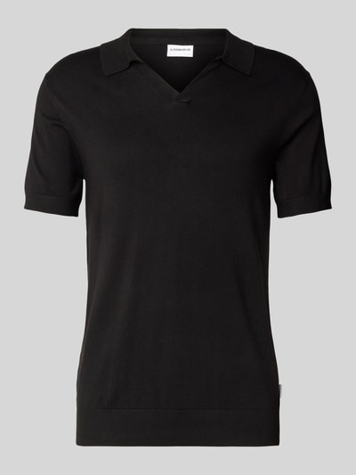 Lindbergh Slim Fit Poloshirt mit V-Ausschnitt Modell 'Ecovero' Black 2