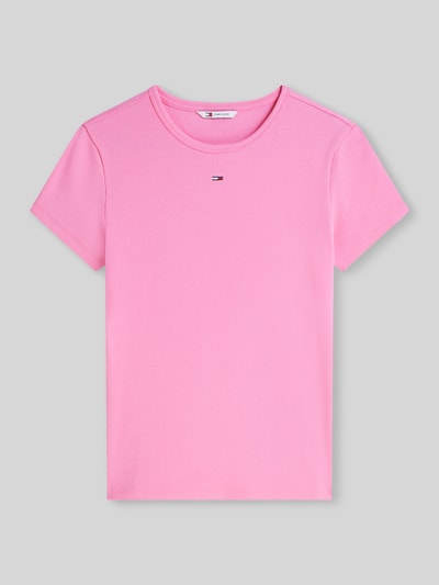 Tommy Jeans slim fit T-shirt van katoenmix in ribtricot Felroze gemêleerd - 2