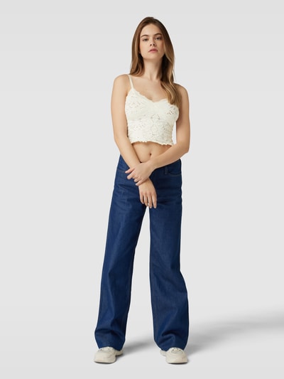 Only Crop Top mit Spitzenbesatz Modell 'SILVA' Offwhite 1