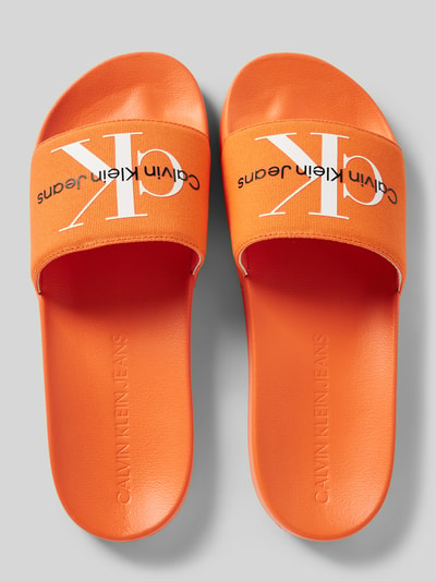 Calvin Klein Jeans Slippers met labelprint, model 'MONOGRAM' Oranje - 3