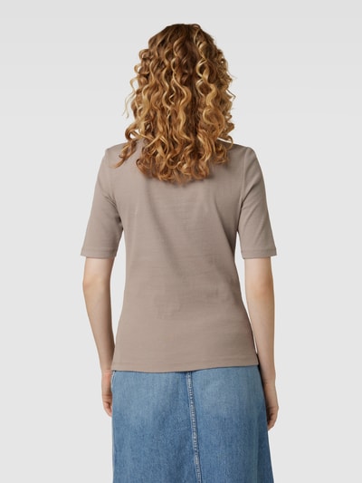 Montego T-shirt in fijnriblook Taupe - 5