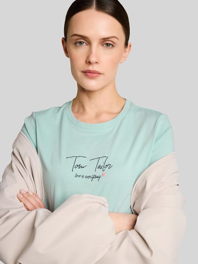 Tom Tailor regular fit T-shirt met logoprint Mintgroen - 3