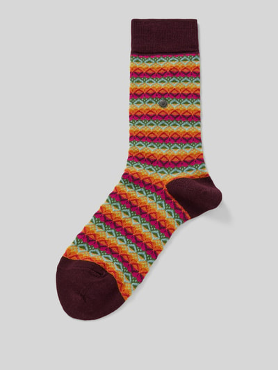 Burlington Socken mit Label-Detail Modell 'Fair Isle' Bordeaux 1