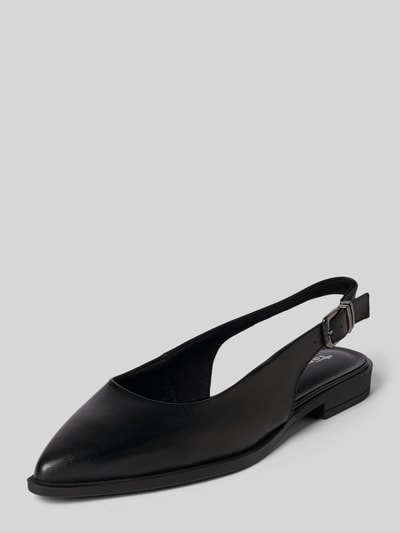 Produktfoto, Slingbacks aus echtem Veloursleder von Tamaris, czarne, spiczasty nosek, blokowy obcas, jednolity kolor, lekko teksturowana podeszwa