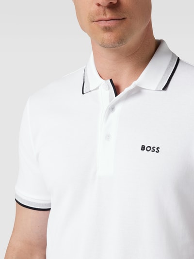 BOSS Green Regular Fit Poloshirt mit Label-Stitching Modell 'Paddy' Weiss 3