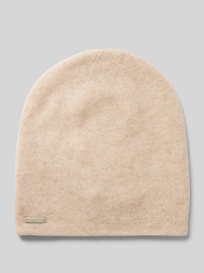 Seeberger Beanie aus reinem Kaschmir mit Label-Detail Sand 1