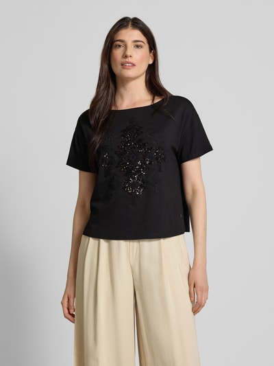 monari T-Shirt mit Paillettenbesatz Black 4