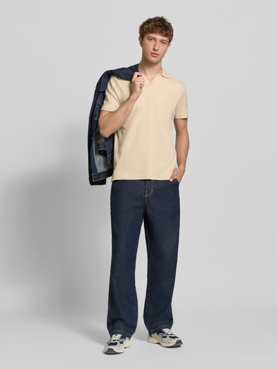 Blend Koszulka polo o kroju regular fit ze strukturalnym wzorem model 'Heskild' Piaskowy 1