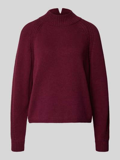 Oui Gebreide pullover met opstaande kraag Bordeaux - 2