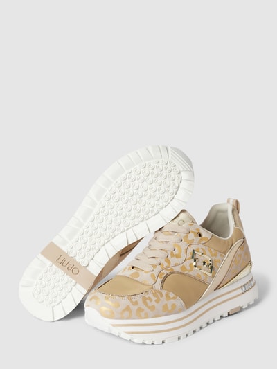 Liu Jo Plateausneakers met logo-applicatie, model 'MAXI WONDER 73' Goud gemêleerd - 3