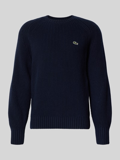 Lacoste Regular fit gebreide pullover van pure wol Marineblauw - 2