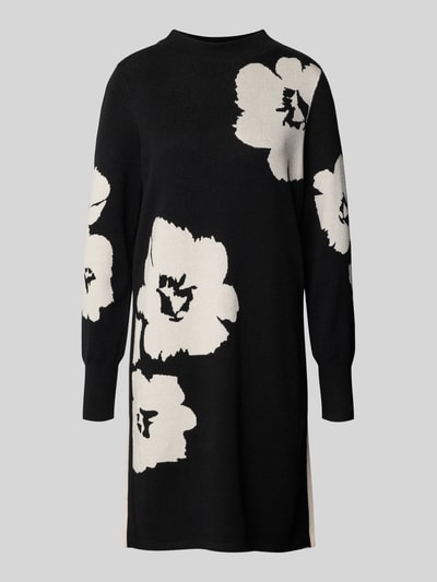 Produktfoto, Relaxed Fit Jurk uit Viscosemix in tricotlook met bloemenmotief, knielengte, met lange mouwen en opstaande kraag van Betty Barclay
