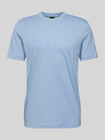 BOSS Green T-Shirt mit Label-Print Hellblau 2