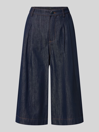 Productfoto, Wide Fit Jorts aus reiner Baumwolle van Oiu in donkerblauw met bandplooien, knoop- en ritssluiting, maat 36 taille 37 cm, binnenbeenlengte 39 cm