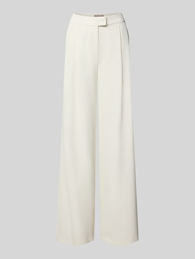 Produktfoto, Wide Leg Stoffhose mit Raffungen von Christian Berg Cocktail in Offwhite, weiter Schnitt, glatter elastischer Stoff, Hakenverschluss