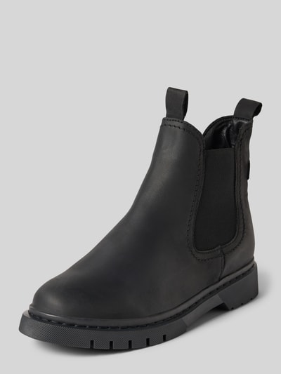 Productfoto, zwarte chelsea boots met elastische zijkant en grove zool van rundleer, Chelseas uit echt rundleer van Tamaris, Dames Chelseas van Tamaris
